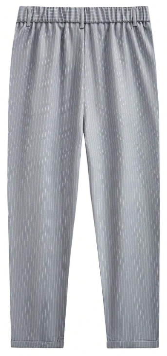 Shape-shifting - Slim Fit Pinstripe Business Suit Pants - Light Grey