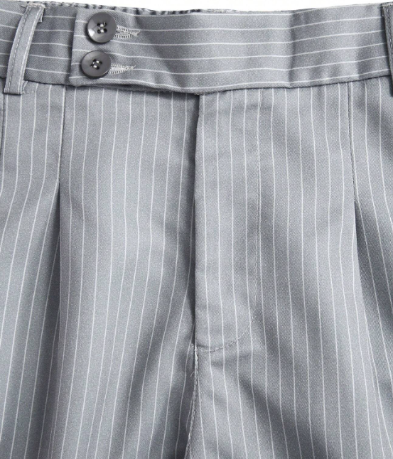 Shape-shifting - Slim Fit Pinstripe Business Suit Pants - Light Grey