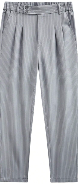 Shape-shifting - Slim Fit Pinstripe Business Suit Pants - Light Grey