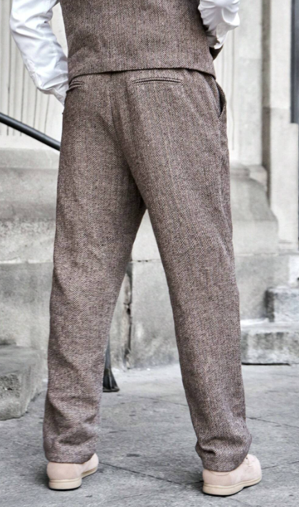 Men Straight Leg Suit Pants For Business Casual Wear Tweed